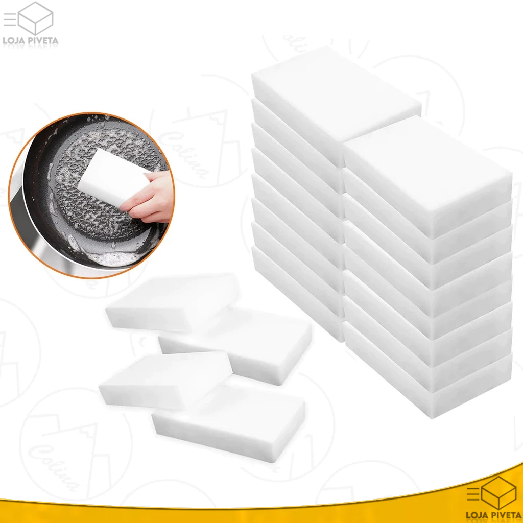 Kit 20/50/100x Esponja Mágica Branca de Melamina Tira Manchas Riscos Mágica Multiuso OFERTA