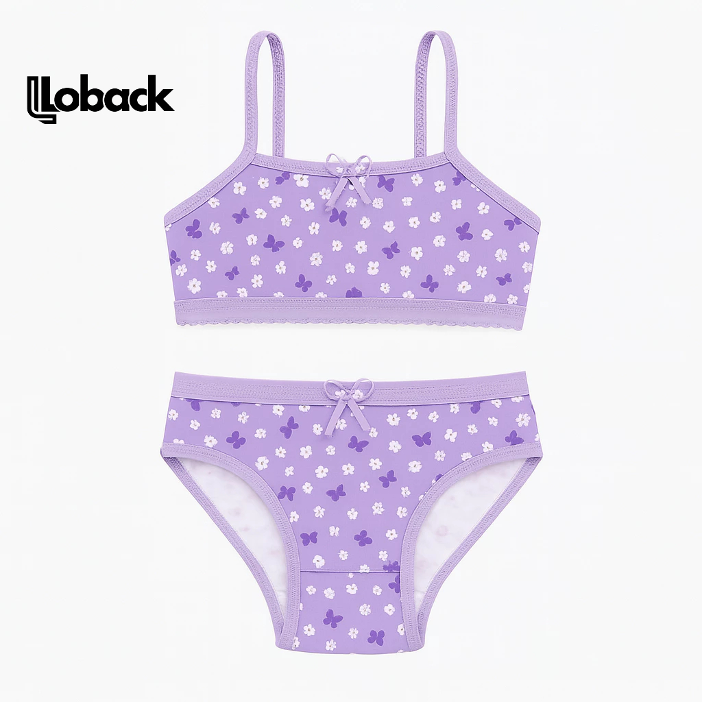 Conjunto Infantil Feminino com Top e Calcinha em Algodão Cores Sortidas