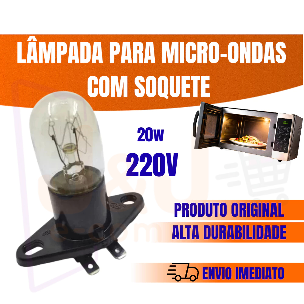 Lâmpada Forno Microondas 20w 220v com Soquete para Iluminação Interna peça nova kit 1,2,3,4 e 5 unid