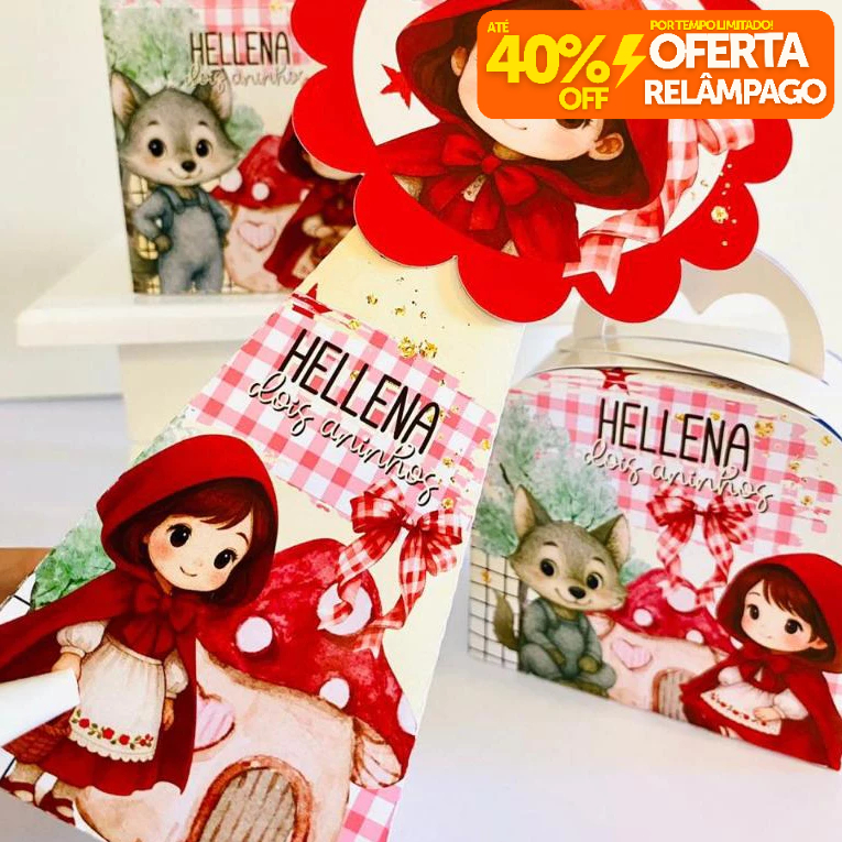 Kit Caixinhas Personalizadas CHAPEUZINHO VERMELHO MENINAS para Decoração de Festa e Aniversário