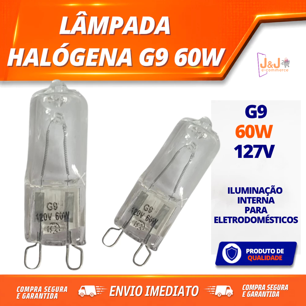 Lâmpada Halógena G9 127V 60w Forno Coifas Fogão Para Eletrodomésticos geral Kits 1,2,3, 4, 5 Unidades