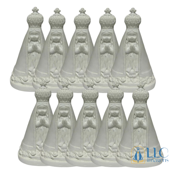 Kit com 10 Nossa Senhora Aparecida Baby 14cm em Gesso Cru