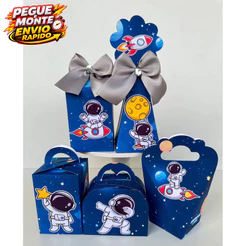 Kit Personalizados Pegue e Monte Astronauta Lembrancinha Caixinha (Informar Nome e Idade no Chat)