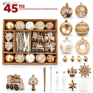 Kit 45 Bolas de Enfeites de Natal Decoração Natalina Árvore Bolinhas Pendentes