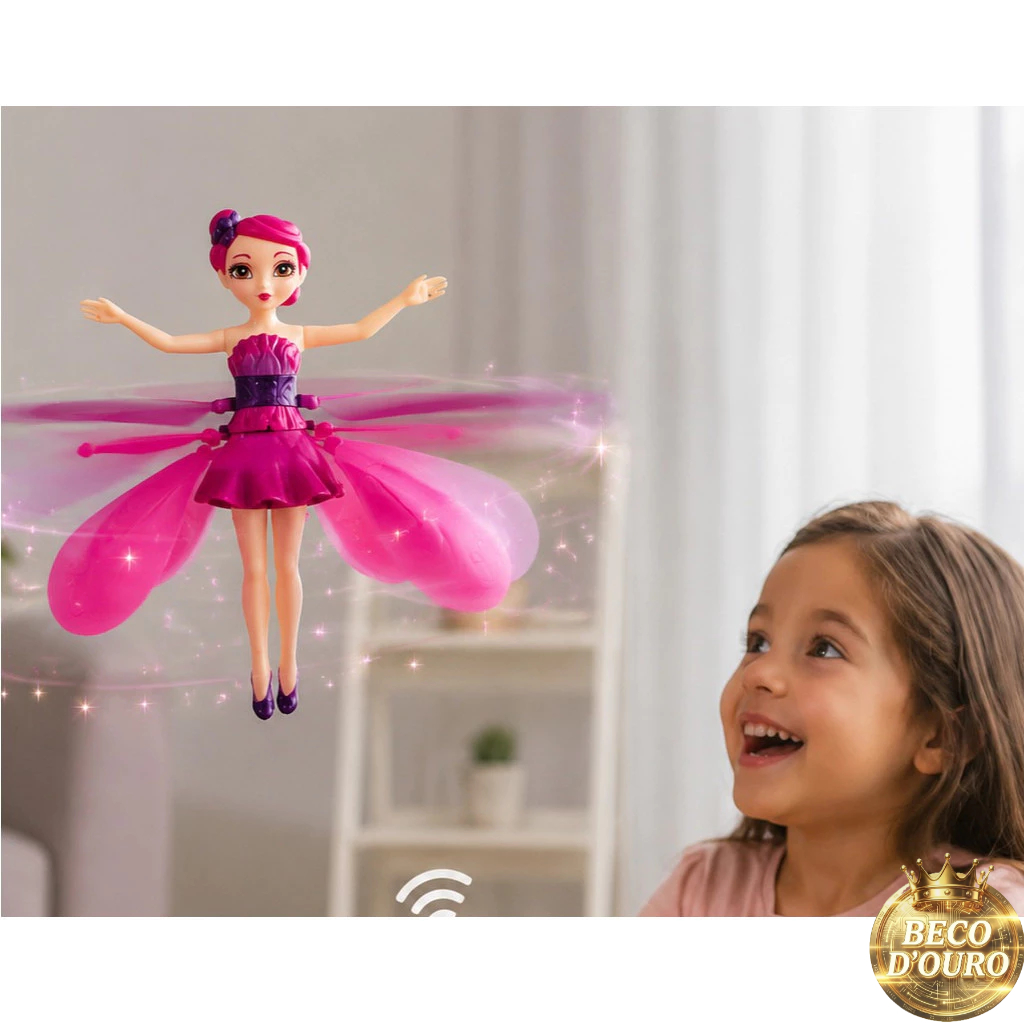 Fada Voadora C/ Sensor A Mão Infantil Brinquedo Recarregável Drone Fadinha Mágica