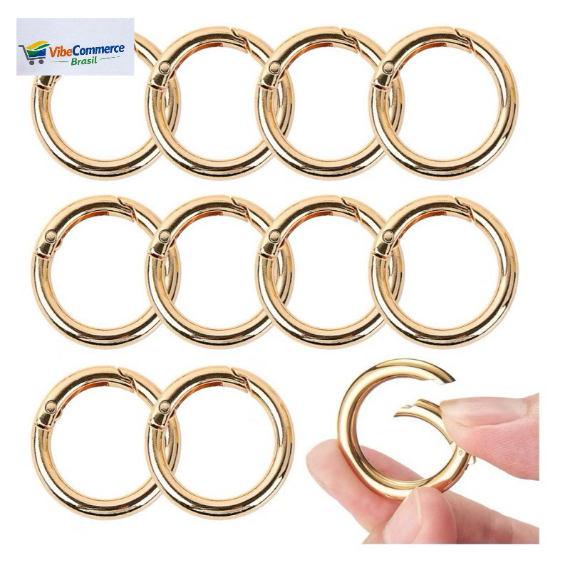 Argolas Articuladas Mosquetão 25MM Banho Zamac Dourado/Prata/ 10/20/30 Peças