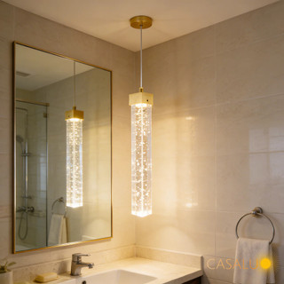 Lustre Pendente Tubo Cristal Bolha LED 3 Em 1 Prateado Dourado 7w Pendente Empire Cinderella Decor