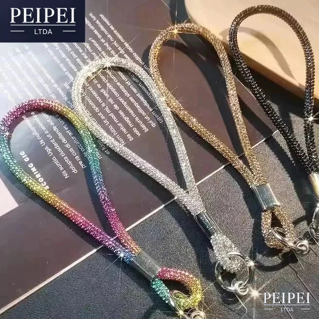 Cordão Glitter pars Capa Celular Uso no Pulso Anti-Perda Chaveiro Corrente