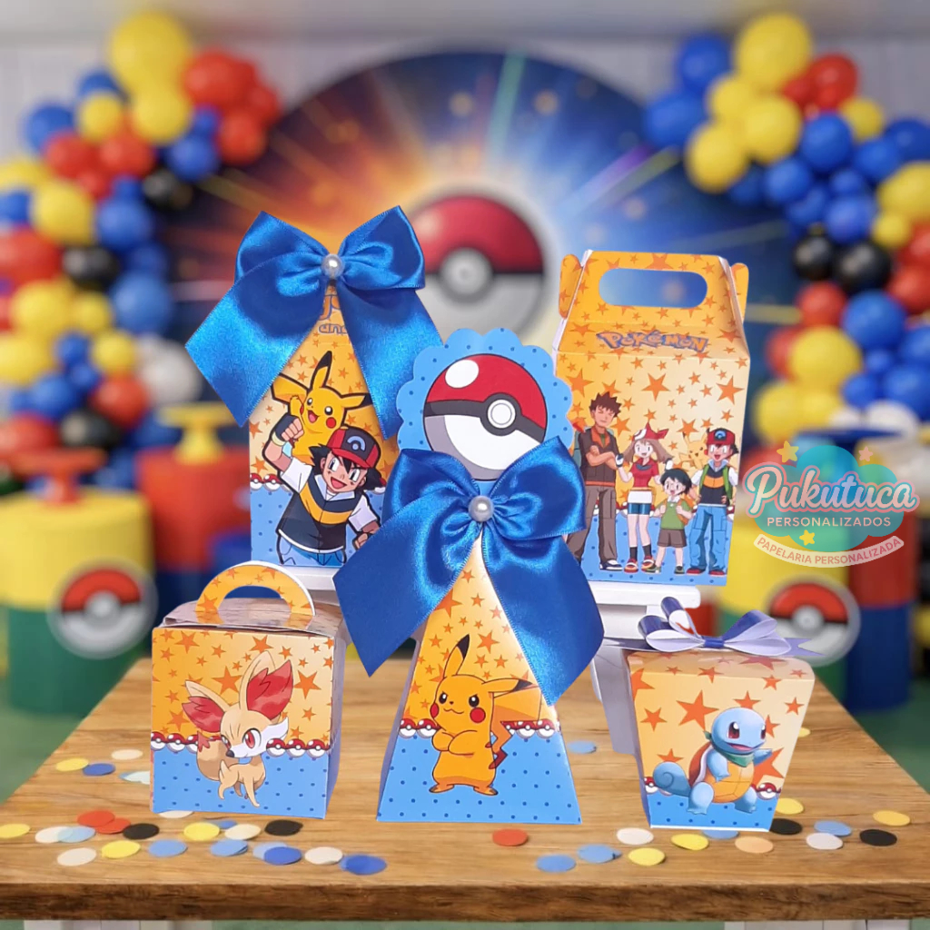 Kit Caixinhas POKÉMON Personalizadas - Festa Infantil - Lembrancinhas - Surpresinhas - PEGUE E MONTE