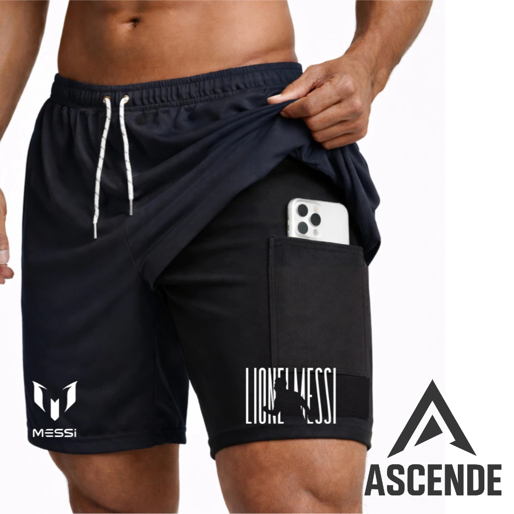 Short Compressão 2 em 1 M3SS1 Masculino Futebol Corrida Academia Treino Crossfit Fitness Esportivo Dry Fit Elastano