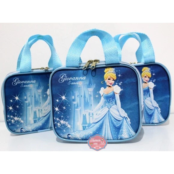 Kit Bolsinha Transparente lembrancinha personalizada para aniversário infantil (Cinderela)