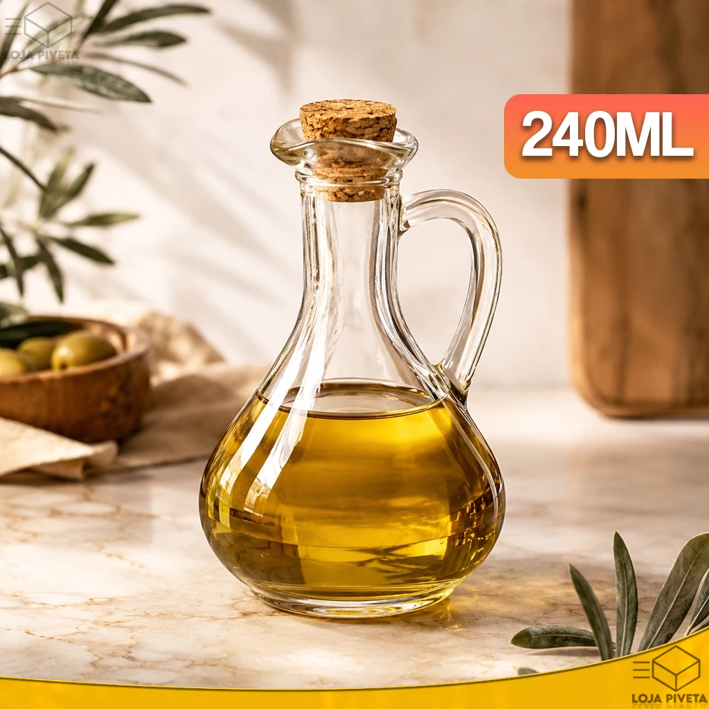 Jarra de Vidro Galheteiro Porta Azeite Com Rolha 240ml Garrafa Jarro Óleo Vinagre Luxo