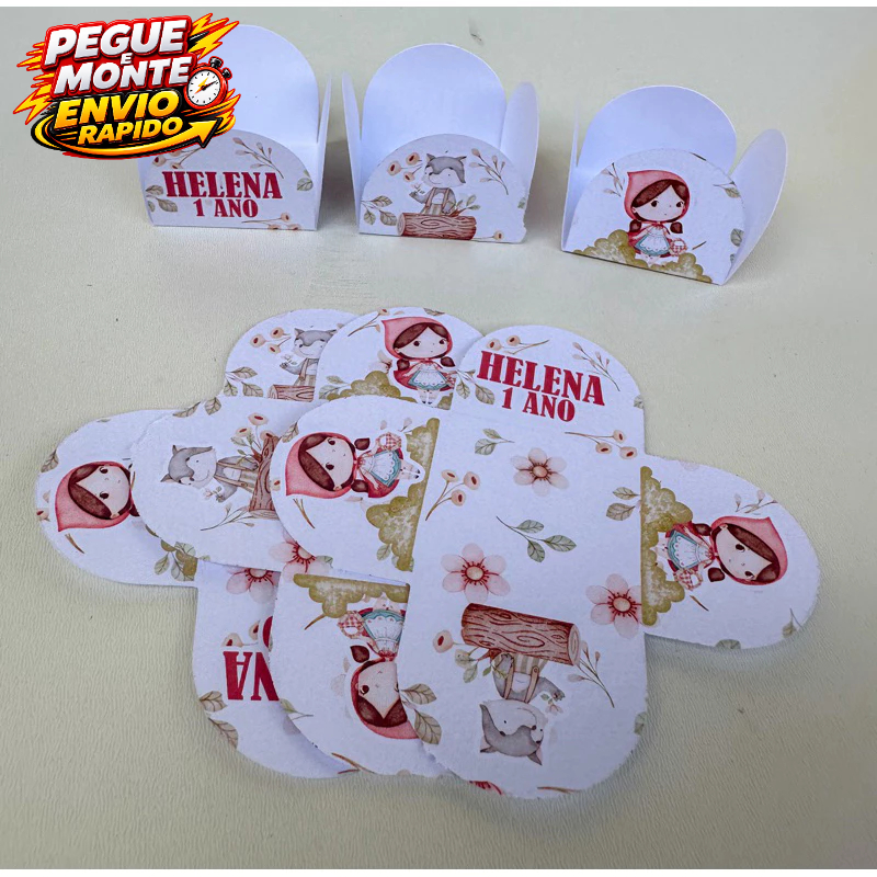 Forminha de Doces Chapeuzinho Vermelho Personalizada Com Nome e Idade / Lembrancinha de Festa /Aniversário