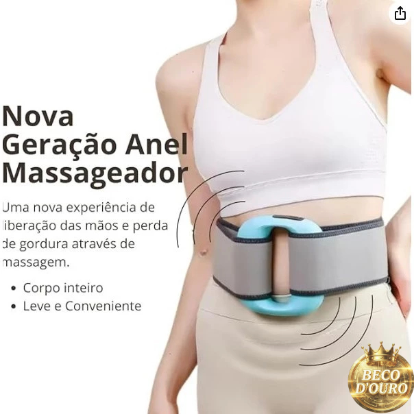 Massageador Anel Portátil com Cinto Fixação 5 Níveis Vibração Alta Frequência Massagem Alívio Muscular Recarregávell