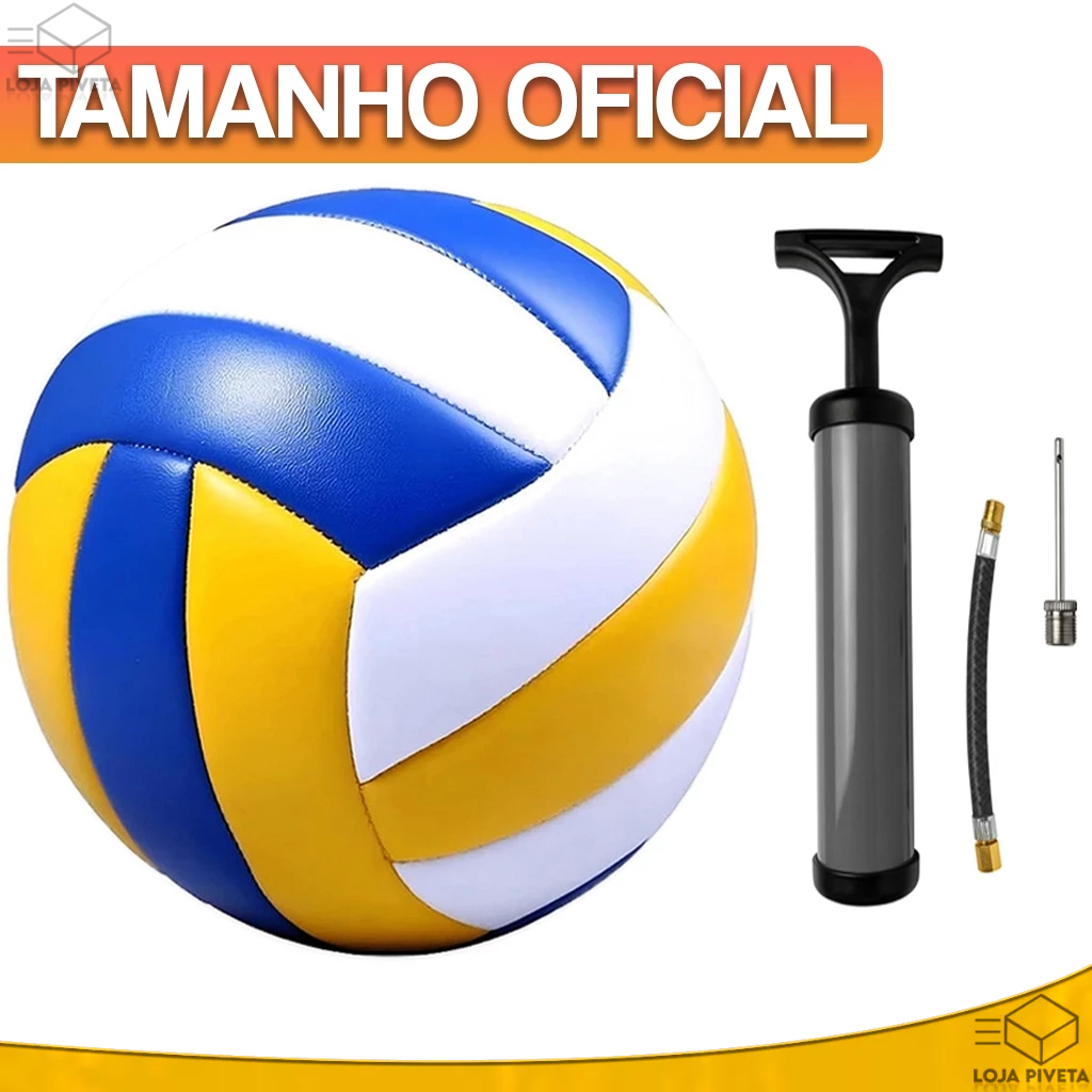 Bola de Volei Com Bomba de Encher Ar Profissional Quadra Praia Areia Voleibol 22cm Tamanho Oficial