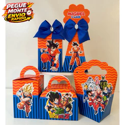 Kit Personalizados Dragon ball Z Goku menino Pegue e Monte Lembrancinha Caixinha Festa (Informe nome e idade no chat)