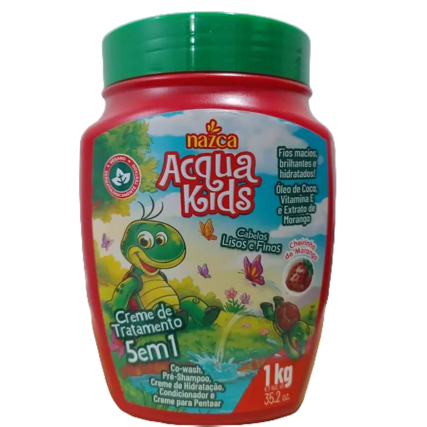 Creme de Pentear Acqua Kids Nazca 1kg – Cabelos Lisos e Finos 5 em 1, Hidratação, Desembaraço, Maciez e Brilho — imagem 2 de 2