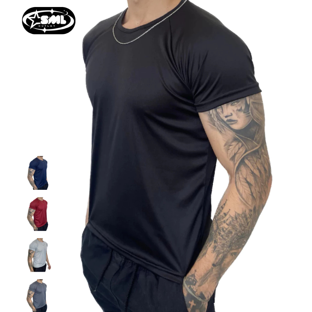 Camisetas Dry Fit Masculina Lisa em Poliéster Leve e Confortável -Esportes Atividade Ao Ar Livre Exercícios Corrida