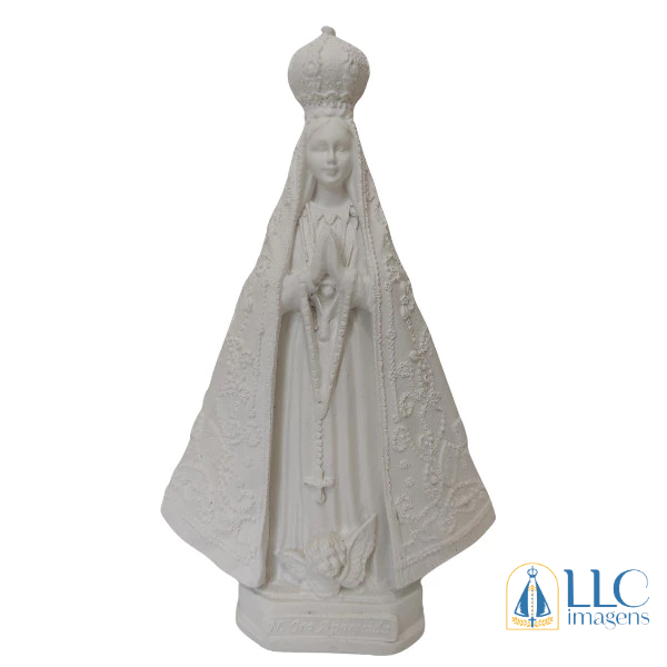 Nossa Senhora Aparecida Italiana Bordada 22cm em Gesso Cru
