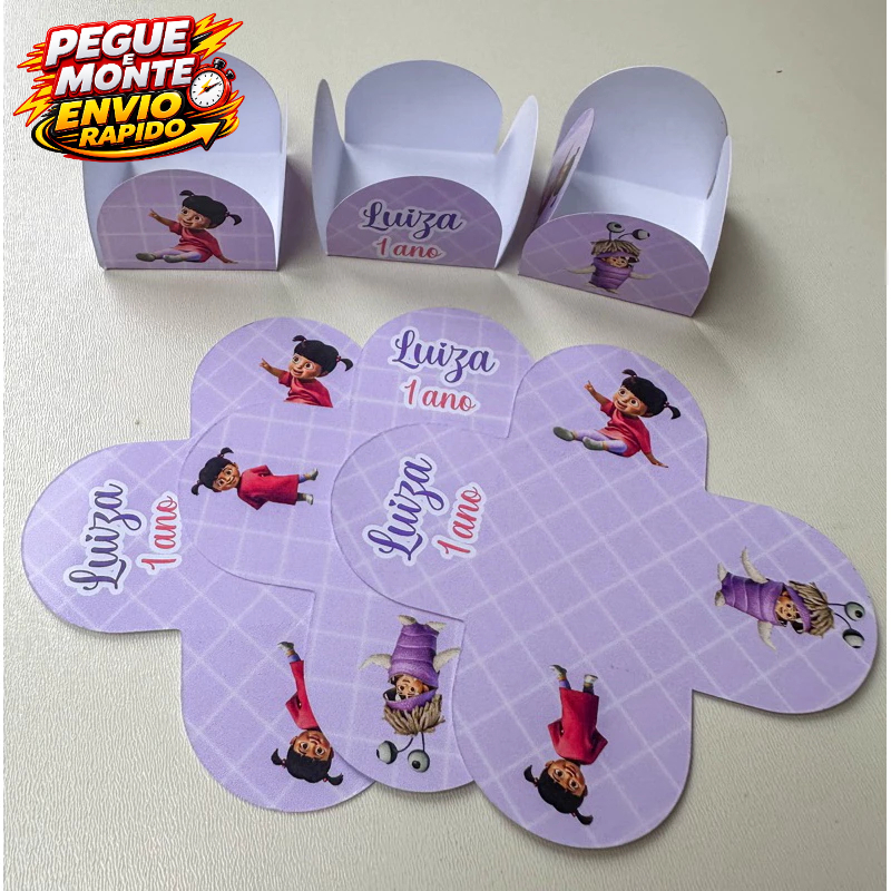 Forminha de Doces Boo Monstros Sa Personalizada no Tema /Lembrancinha de Festa /Aniversário Kit bolinho