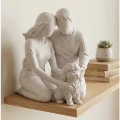Escultura Decorativa Casal com Shih-tzu – Decoração Afetiva Mãe Pai Avó Avô