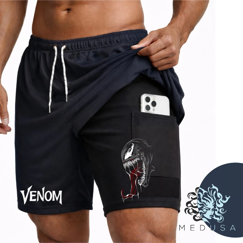 Bermuda Short Compressão 2 em 1 VØM 01 Masculina Dry Fit + Elastano Leve para Academia Corridas