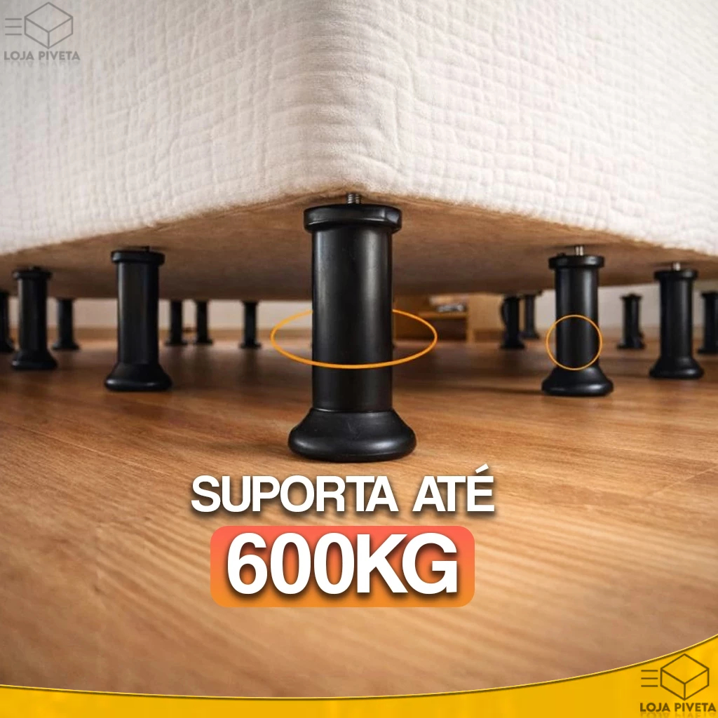 Pé Para Cama Box 12cm Com Parafuso Reforçado Serve em Qualquer Cama Box | Escolha a Quantidade