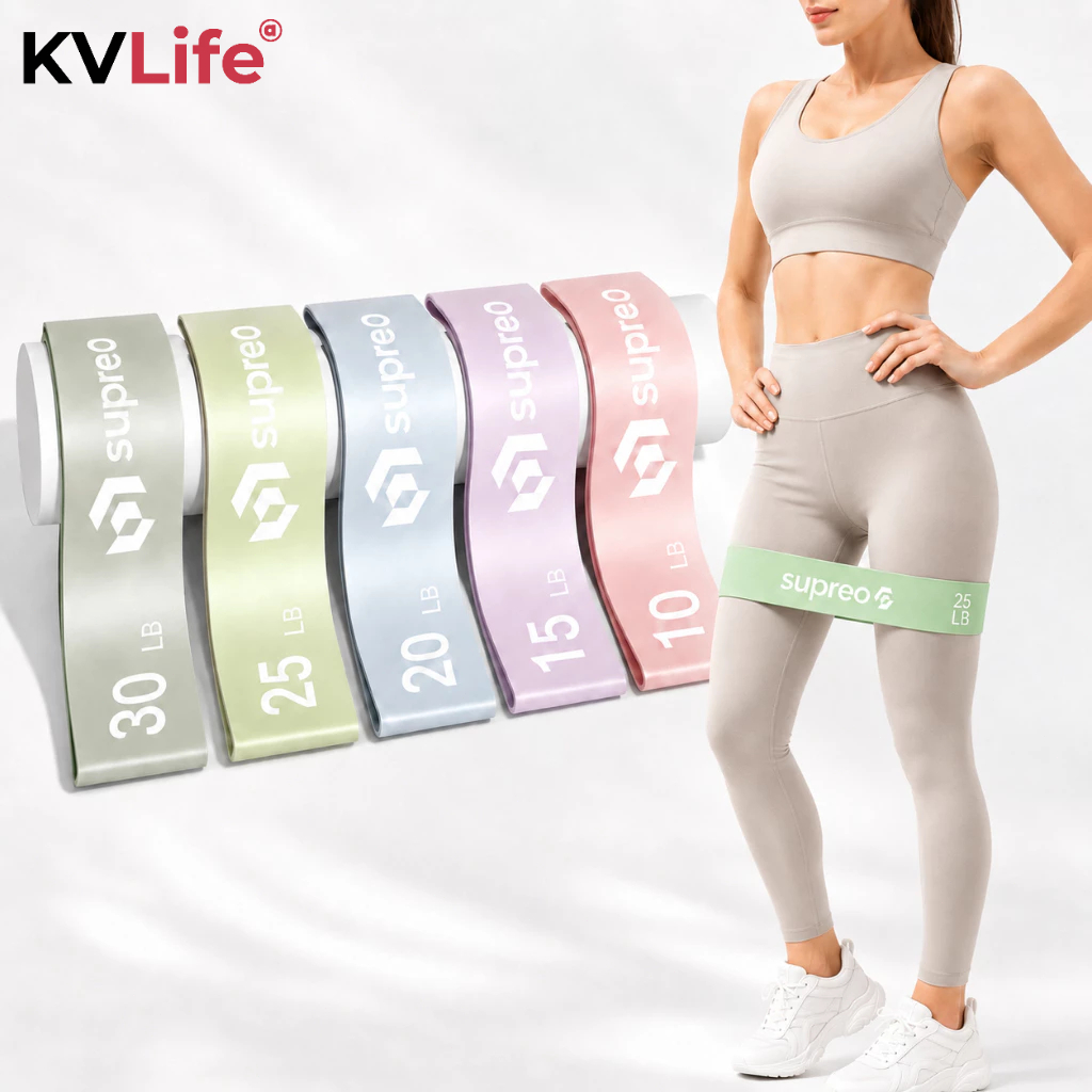 Kit 5 Mini Band Faixas Elásticas de Resistência Treino Yoga Pilates Academia Crossfit