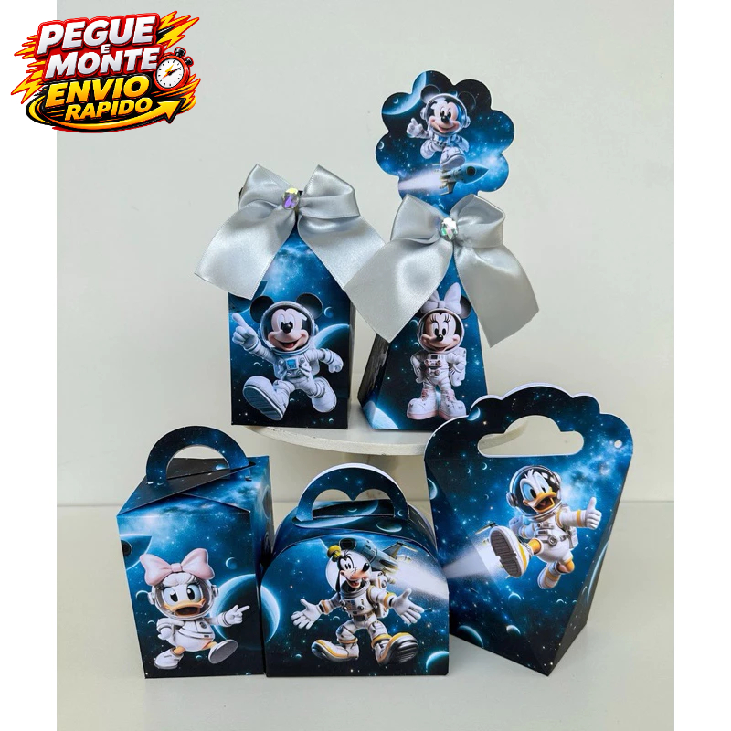 Kit Personalizados Mickey e sua Turma Astronauta Pegue e Monte Lembrancinha Caixinha (Informe Nome e idade no chat)