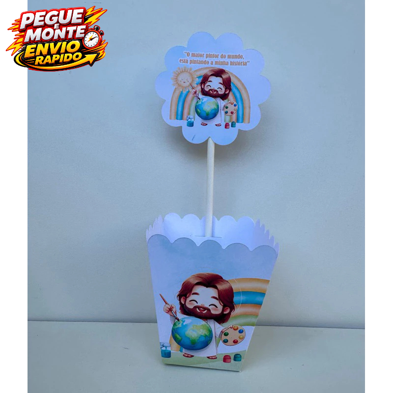 Centro de mesa Personalizado O Maior Pintor do Mundo Azul Cachepo Enfeite de mesa festa infantil Lembrancinha