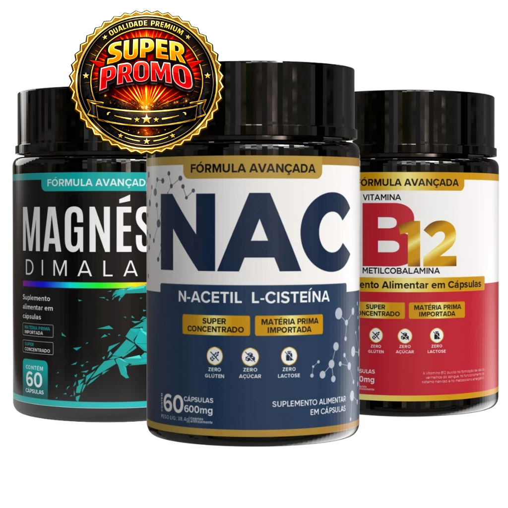 NAC MAGNÉSIO VITAMINA B12 | ENERGIA, IMUNIDADE E PROTEÇÃO CELULAR KIT PRO ECONÔMICO
