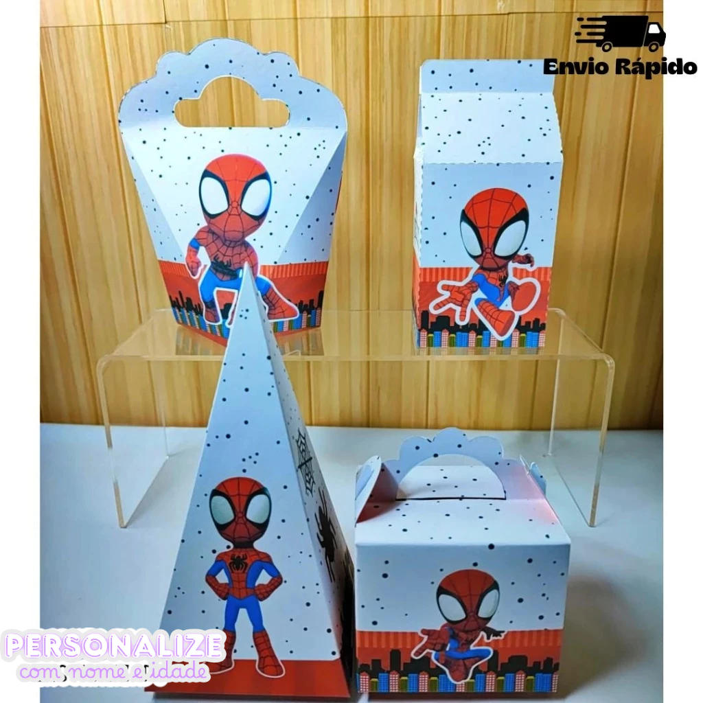 HOMEM ARANHA CUTE bco - PEGUE E MONTE | Kit Festa para Lembrancinha Decoração Festa Infantil