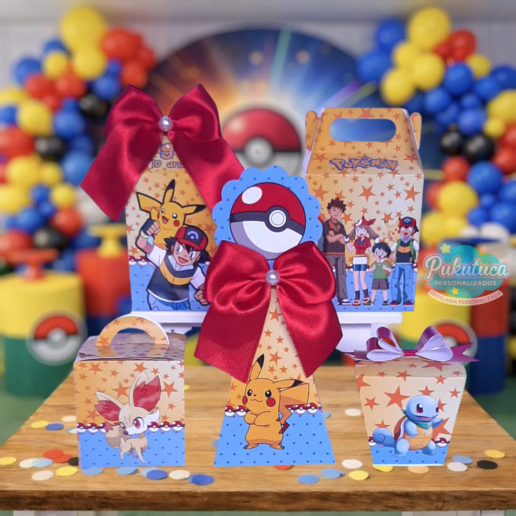 Kit Caixinhas POKÉMON Personalizadas - Festa Infantil - Lembrancinhas - Surpresinhas - PEGUE E MONTE