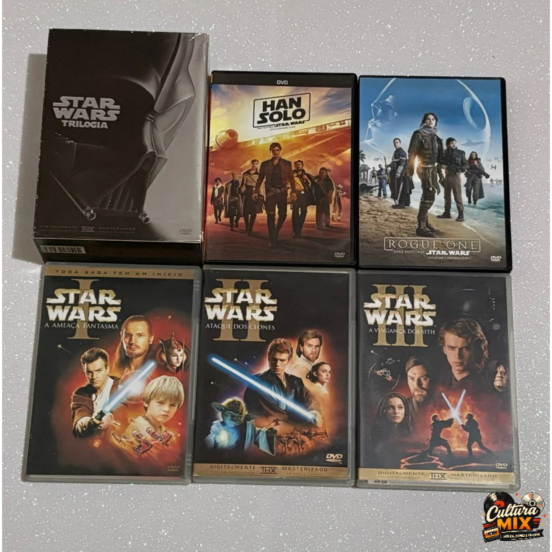 DVD Box Star Wars Coleção Trilogia Clássica Darth Vader Capacete Bonecos Skywalker