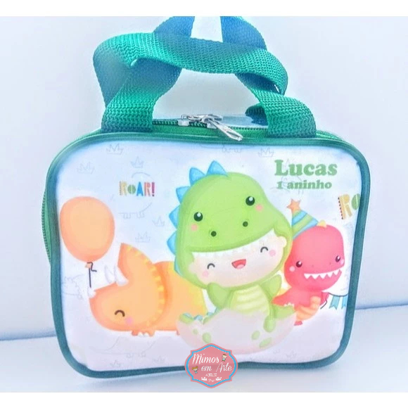 Kit Bolsinha Transparente lembrancinha personalizada para aniversário (Dinossauro Cute)