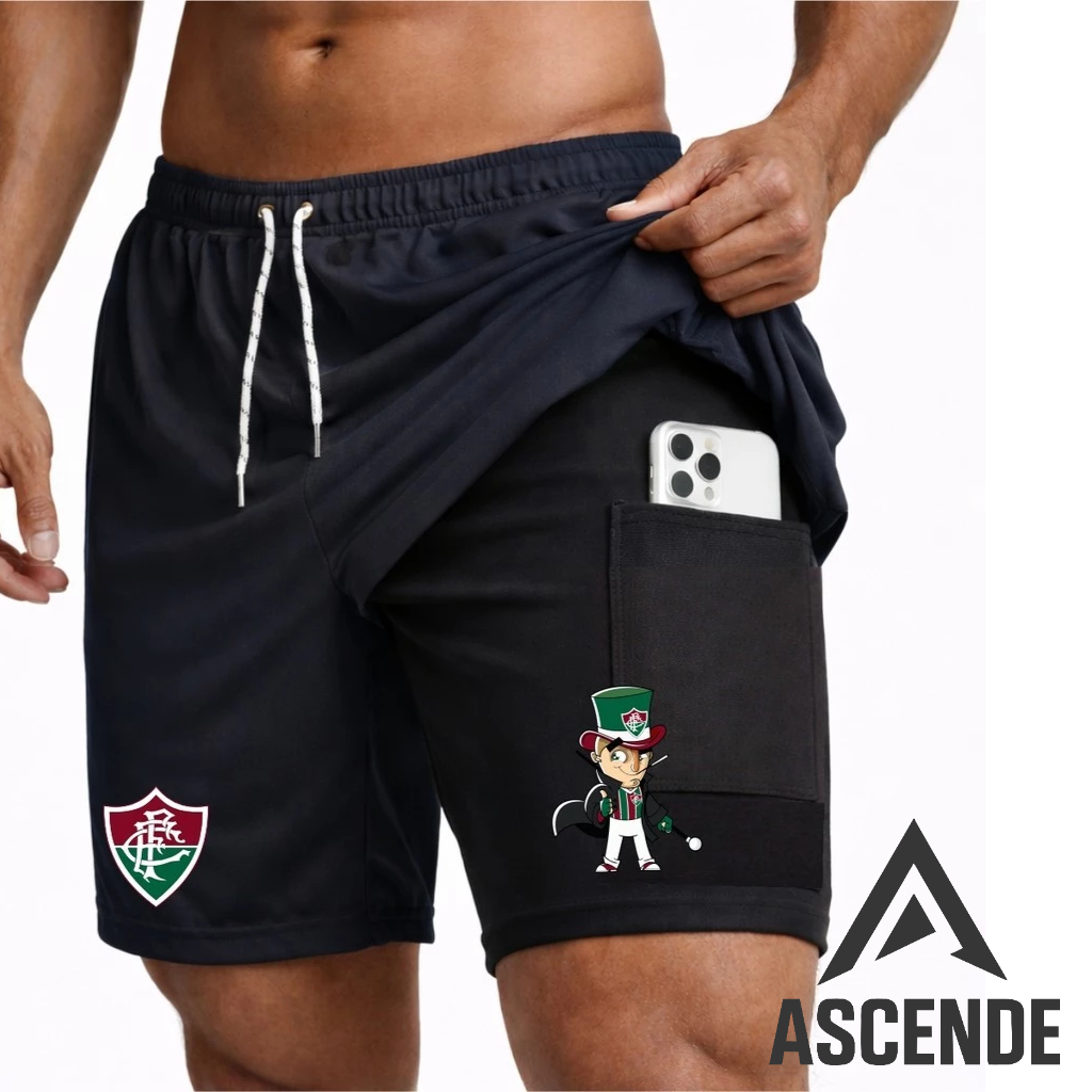 Bermuda Compressão 2 em 1 CARTOLINHA 01 Masculina Dry Fit + Elastano Leve para Academia Corridas