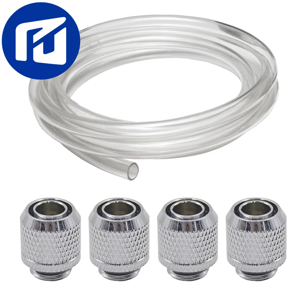 Kit 4x Fitting Mangueira 12mm + 1m Mangueira Water Cooler Custom - Rosca G1/4