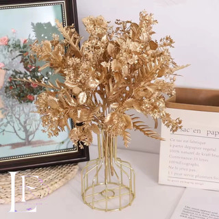 Buquê Galho Dourado Natalino Prata Cobre Flores Artificiais Decoração Casamento Casa Natal