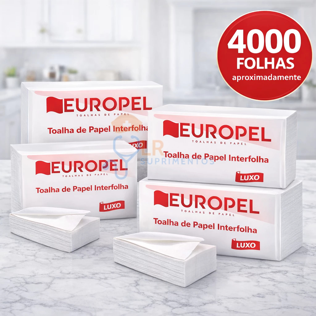 Papel Toalha Interfolha 2 Dobras Extra Branco 19x20 cm 4000 Folhas Enxuga Bem para Casa Restaurantes