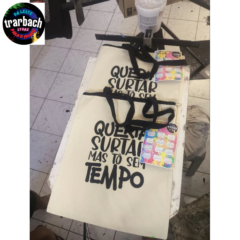 Ecobag frase divertida" Tô sem tempo para surtar". Algodão cru tamanho 35/40 em Oferta na Shopee