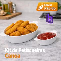 Kit 10 Petisqueiras Canoa 5 Grande/5 Pequena Plástico Branco Petiscos Molhos Amendoim