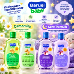 Kit Shampoo + Condicionador Infantil Camomila, Sono Tranquilo OU Suave Baruel Baby 120ml Cuidado com o seu Bebê