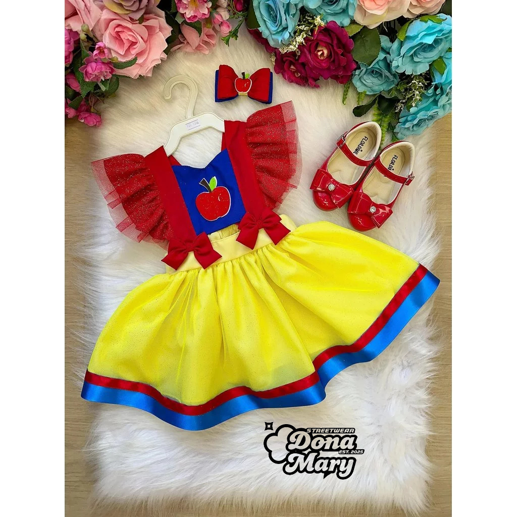 Romper/Vestido Princesa Belli Branca de Neve