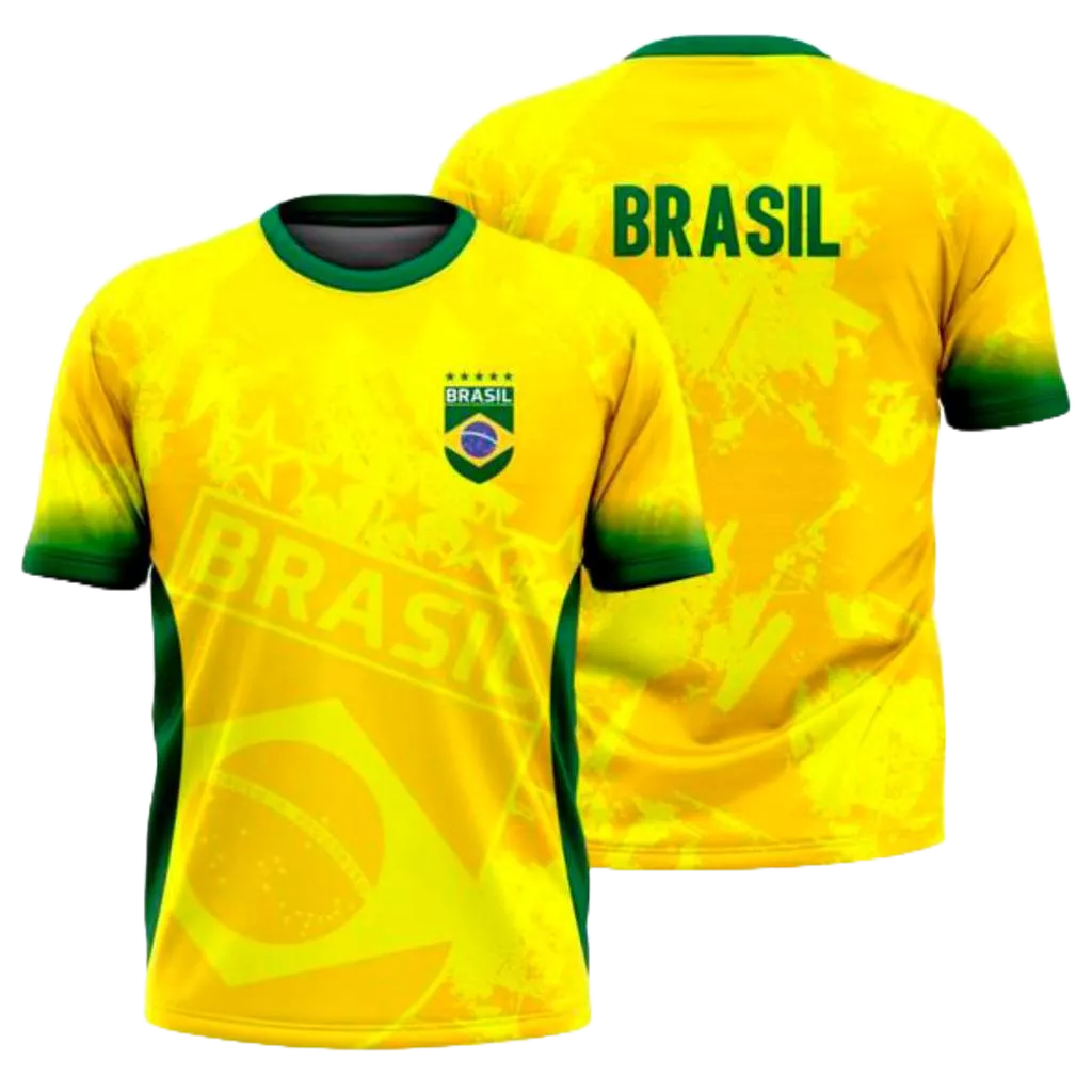 Camisa do Brasil Amarela Camiseta Futebol Torcedor MODELO  2 em Oferta na Shopee