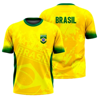 Camisa do Brasil Amarela Camiseta Futebol Torcedor MODELO  2 em Oferta na Shopee