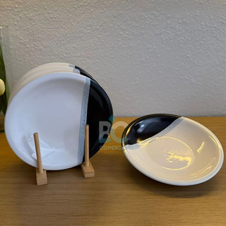 Jogo De Prato Fundos 23cm ceramica preto jantar mesa posta envio imediato 04 peças