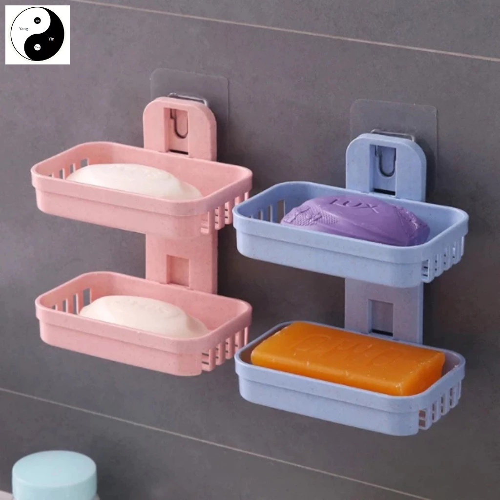 C Saboneteira Dupla Para Parede / Banheiro Dupla Camada Adesiva Sem Furo