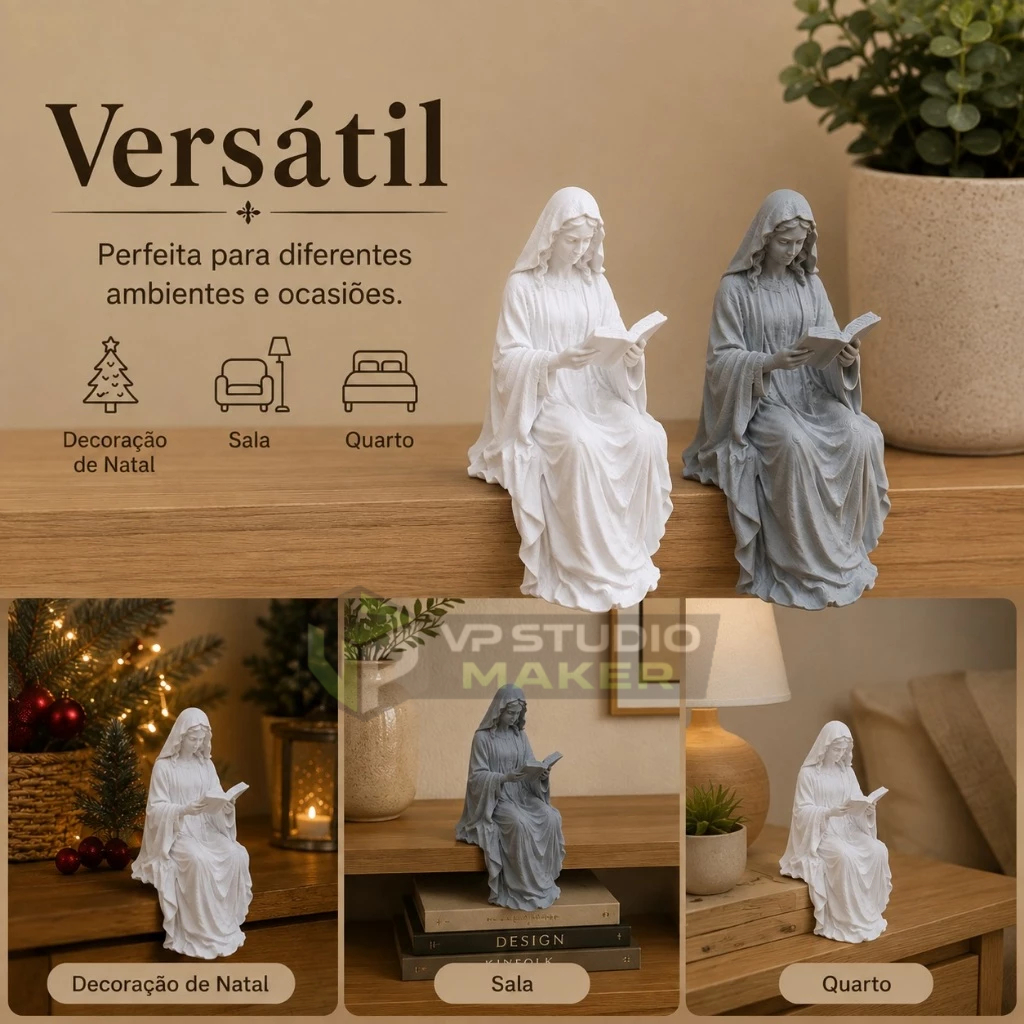 Escultura Nossa Senhora Maria Lendo Bíblia Enfeite Religioso — imagem 2 de 2
