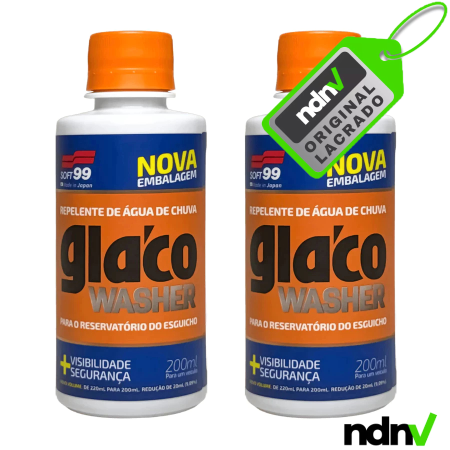 Glaco Washer – 2 UNIDADES – 200ml – Aditivo Reservatório Esguicho Repelente de Água de Chuva – Soft99