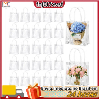 50 Sacos De Presente Claros Dos Pces Com Alças De Plástico Transparentes Reutilizáveis Sacolas Doces Goodie Para O Casam